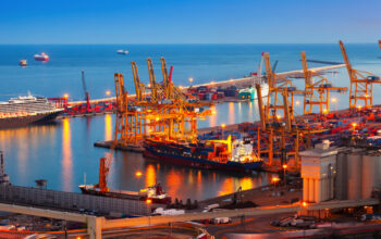 Port de uk in night -  commercial/industrial port (uk Free Port)